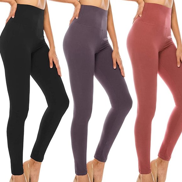 ALWAYS Women's One Size Violet High Waist Premium Buttery Soft Stretch Leggings - Picture 12 of 13